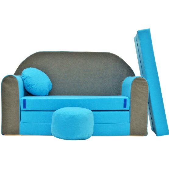 Kindersofa Misty - grau-blau