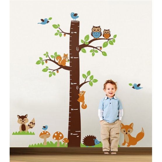 Wandaufkleber - Metermaß - Baum mit Fuchs