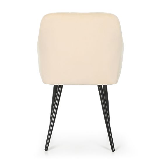 6x Gepolsterter Stuhl mit quadratischer Steppung Beige LUXANO Schwarze Beine