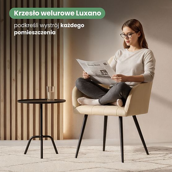 6x Gepolsterter Stuhl mit quadratischer Steppung Beige LUXANO Schwarze Beine
