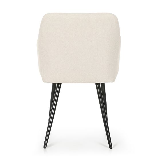 6x Gepolsterter Stuhl mit quadratischer Steppung Creme LUXANO Schwarze Beine Stoff Lumos