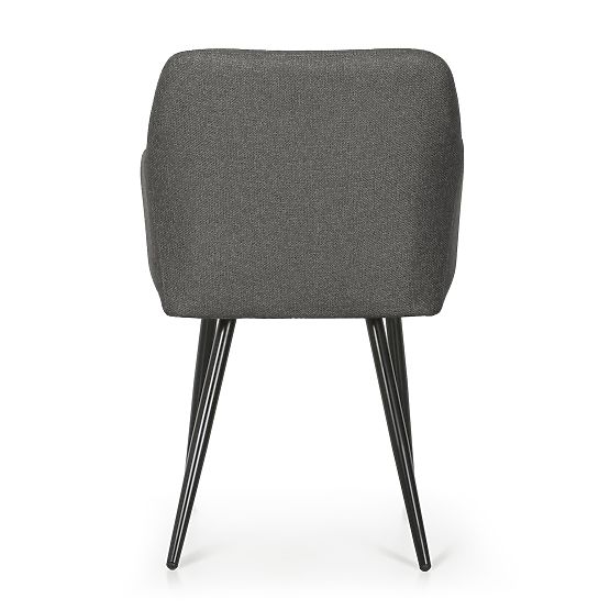 6x Gepolsterter Stuhl mit quadratischer Steppung Dunkelgrau LUXANO Schwarze Beine Stoff Lumos