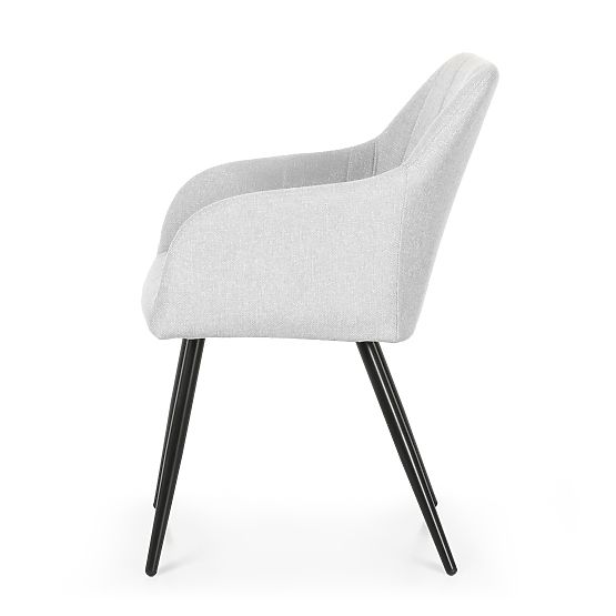 6x Gepolsterter Stuhl mit quadratischer Steppung Hellgrau LUXANO Schwarze Beine Stoff Lumos