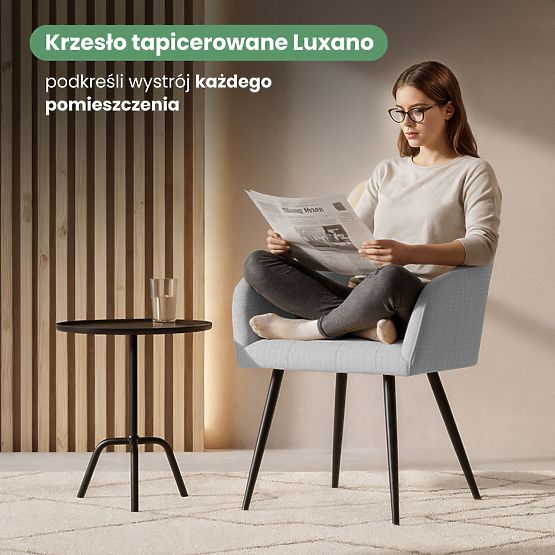 6x Gepolsterter Stuhl mit quadratischer Steppung Hellgrau LUXANO Schwarze Beine Stoff Lumos