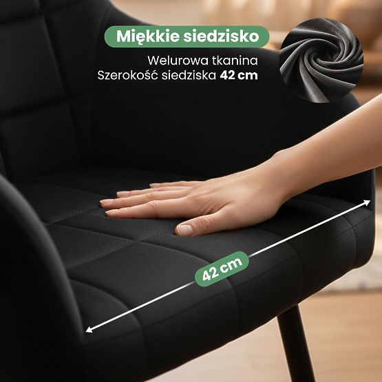 6x Gepolsterter Stuhl mit quadratischer Steppung Schwarz LUXANO Schwarze Beine