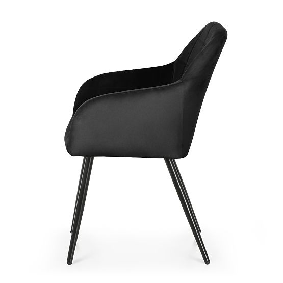 6x Gepolsterter Stuhl mit quadratischer Steppung Schwarz LUXANO Schwarze Beine