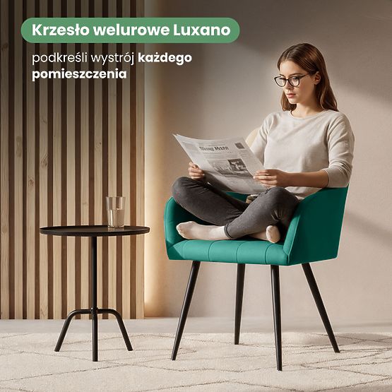 6x Polsterstuhl mit quadratischer Steppung Flaschengrün LUXANO Schwarze Beine