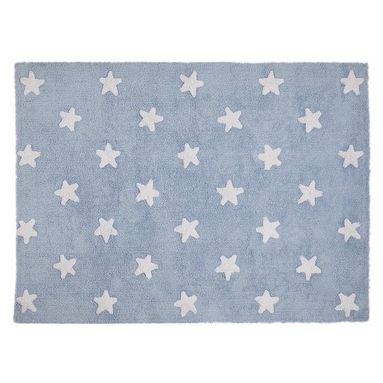 Kinderteppich mit Sternen Sterne Blau - Weiß