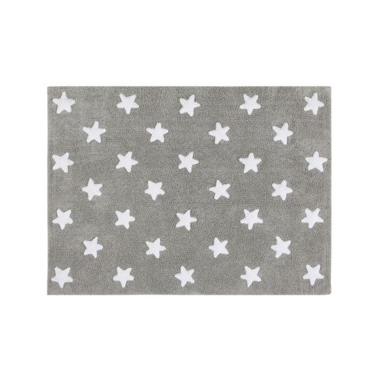 Kinderteppich mit Sternen Sterne Grau - Weiß