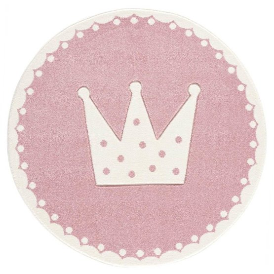Kinder Teppich Crown - rosa und weiß