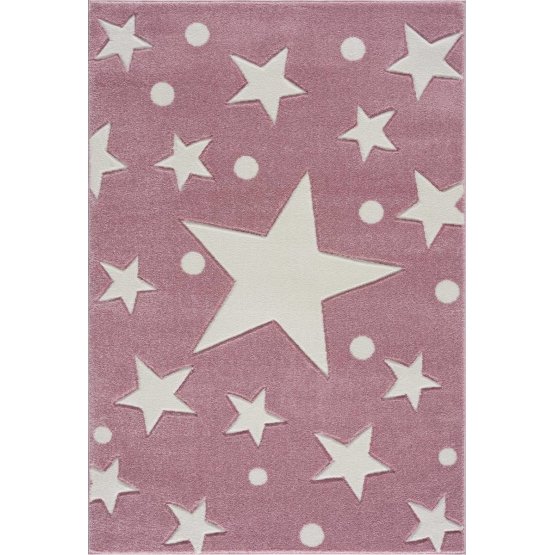 Kinder Teppich Sterne - rosa und weiß