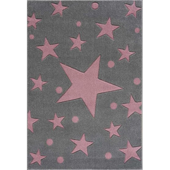 Kinder Teppich Sterne - grau-pink