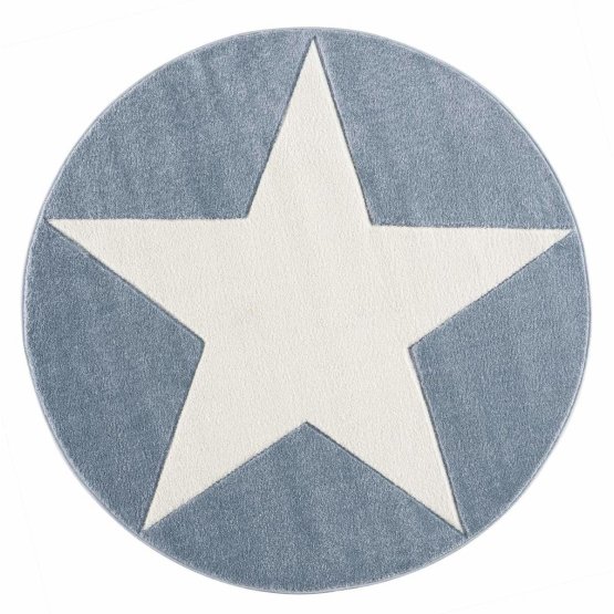 Kinderteppich STAR blau/weiß