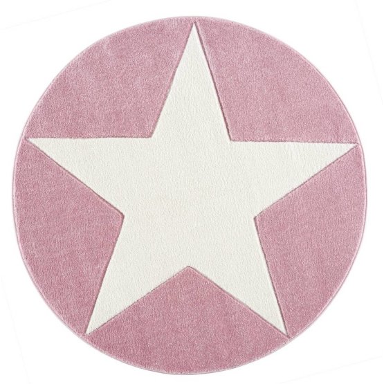 Kinder Teppich STAR rosa/weiß