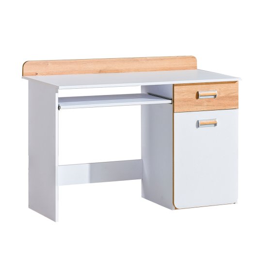 Schreibtisch L10 - Weiß / Eiche Nash