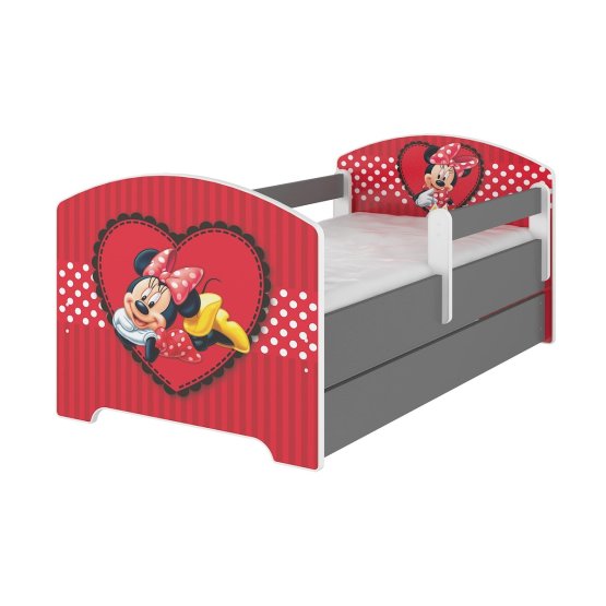 Kinder Bett mit Geländer - Minnie Mouse - grey hüften