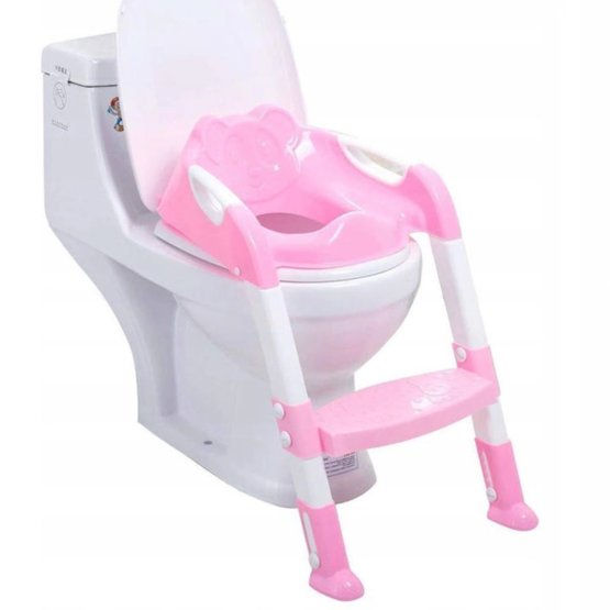 Stuhl und Schritte zur Toilette - pink