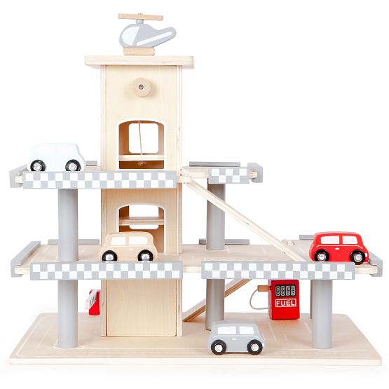 Alex' dreistöckige Garage mit Aufzug, Autos und Helikopter
