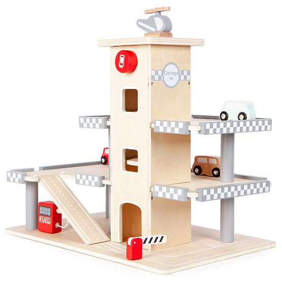 Alex' dreistöckige Garage mit Aufzug, Autos und Helikopter