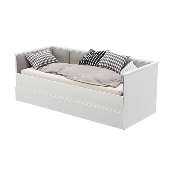 Ausziehbares Bett HELIOS mit gepolsterten Paneelen grau 200x80/200x160