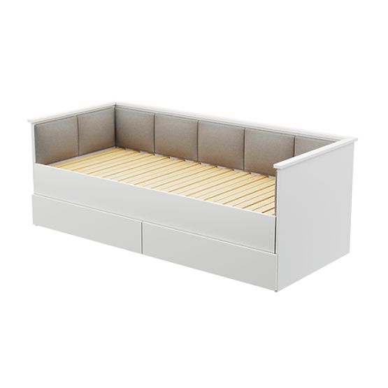 Ausziehbares Bett HELIOS mit gepolsterten Paneelen grau 200x80/200x160