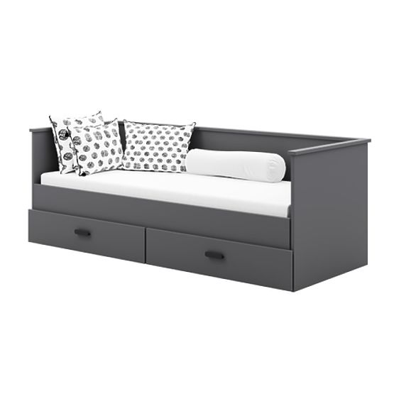 Ausziehbares Bett HELIOS mit zwei Schubladen grau 200x80/200x160
