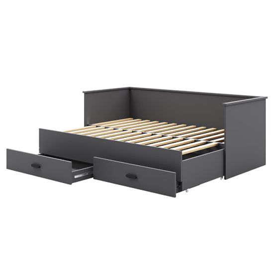 Ausziehbares Bett HELIOS mit zwei Schubladen grau ohne Matratzen 200x80/200x160