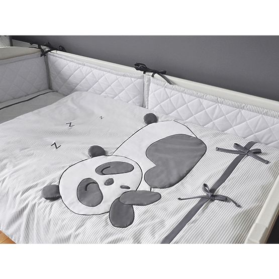 Baby-Bettwäsche Panda - 3-teilig - grau
