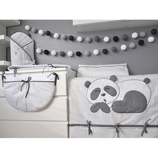 Baby-Bettwäsche Panda - 3-teilig - grau