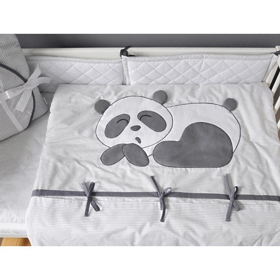 Baby-Bettwäsche Panda - 3-teilig - grau