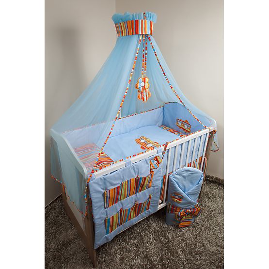 Baby-Bettwäsche-Set 120x90cm FLOWERS  - blau