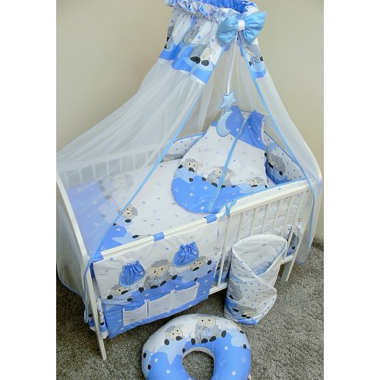 Baby-Bettwäsche-Set 120x90cm LÄMMCHEN - blau