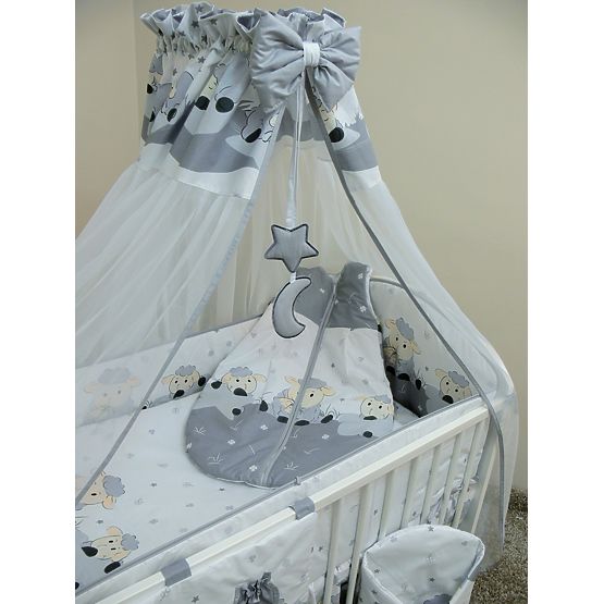 Baby-Bettwäsche-Set 120x90cm LÄMMCHEN - grau