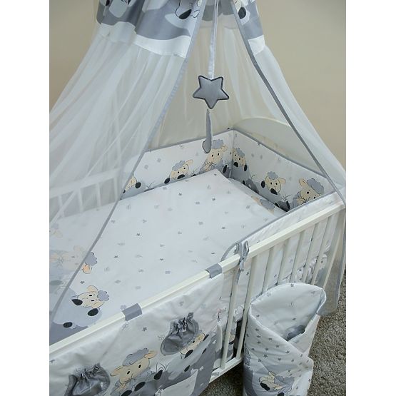 Baby-Bettwäsche-Set 120x90cm LÄMMCHEN - grau