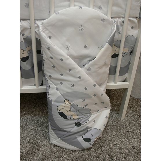 Baby-Bettwäsche-Set 120x90cm LÄMMCHEN - grau