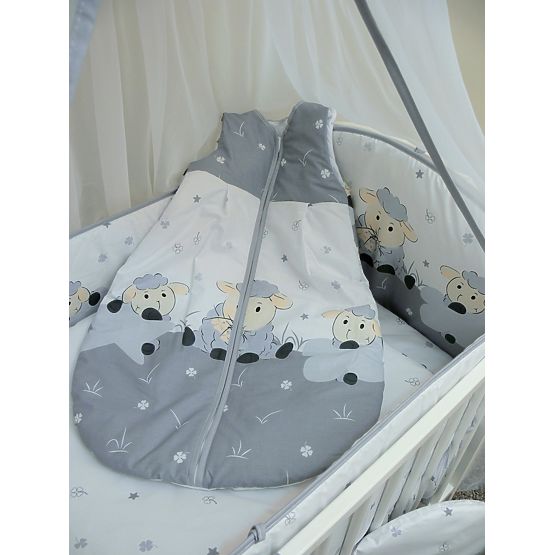 Baby-Bettwäsche-Set 120x90cm LÄMMCHEN - grau