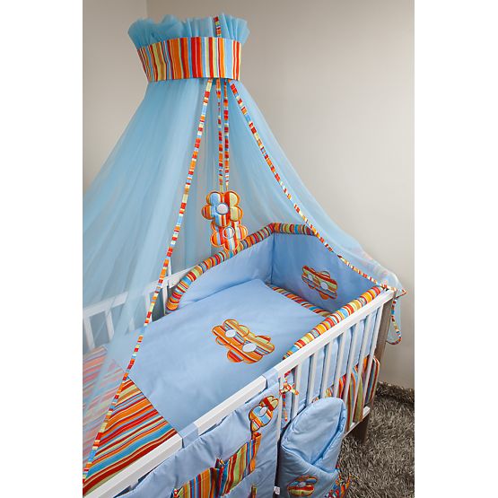 Baby-Bettwäsche-Set 135x100cm FLOWERS - blau