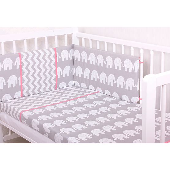 Baby-Bettwäsche-Set - Elephanten - grau