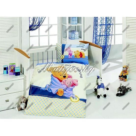 Baby-Bettwäsche WINNIE THE POOH - Karo-blau