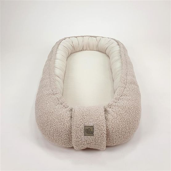 Baby-Nestchen Teddy aus Musselin und Lammfell - Beige