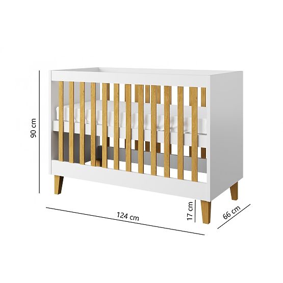 Babybett Gitterbett KUBI 120 x 60 cm - grau