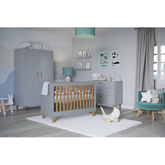 Babybett Gitterbett KUBI 120 x 60 cm - grau