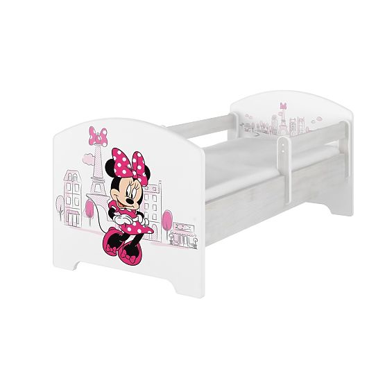 Babybett mit Barriere - Minnie Mouse in Paris - weiß