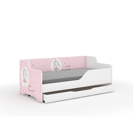 Kinderbett mit Rückenlehne LILU 160 x 80 cm - Prinzessin