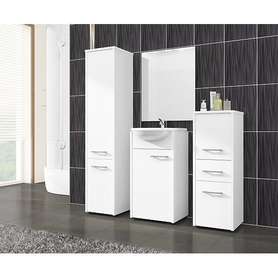 BADEZIMMERSCHRANK FIN HOCHSCHRANK 30 2D 140cm WEISS