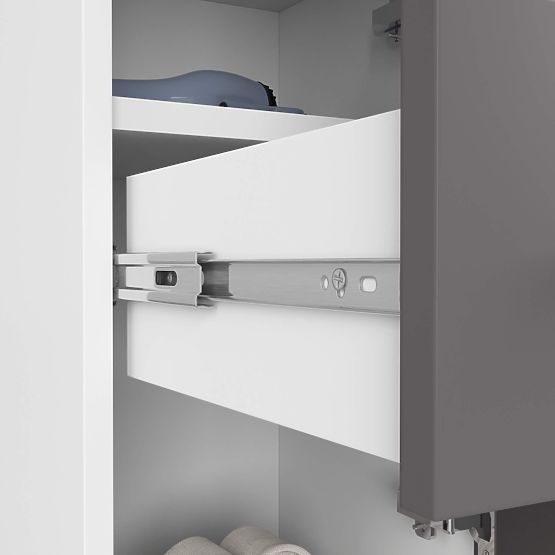 BADEZIMMERSCHRANK FIN SÄULE 30 2D 1SZ 85cm PK WEISS / GRAU