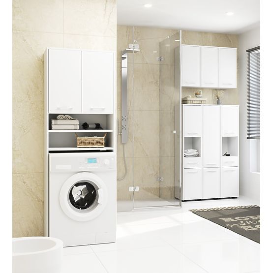 BADEZIMMERSCHRANK FIN SÄULE 30 2D 1SZ 85cm PK WEISS