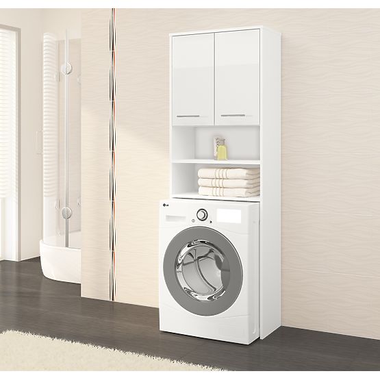 BADEZIMMERSCHRANK FIN ÜBER DER WASCHMASCHINE WEISS GLANZ