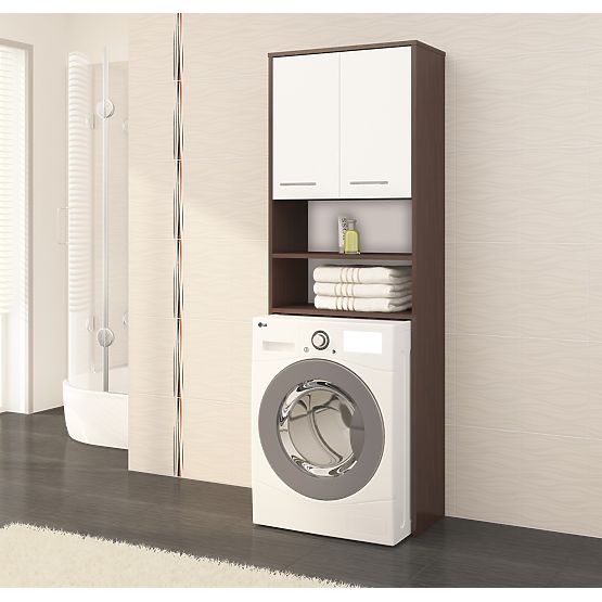 BADEZIMMERSCHRANK FIN ÜBER DER WASCHMASCHINE WENGE / WEISS