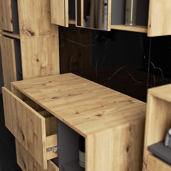 BADEZIMMERSCHRANK UNTER DEM WASCHBECKEN MIT LÖCHERN VAMI W90 UM 2SZ 2P EICHE ARTISAN / GRAPHITGRAU